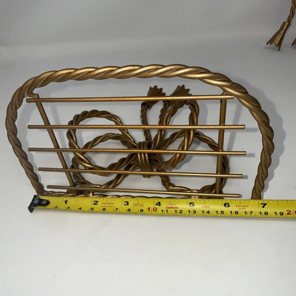 2 Vintage Home Interiors Gold Metal Twisted Bow Shelves Decor